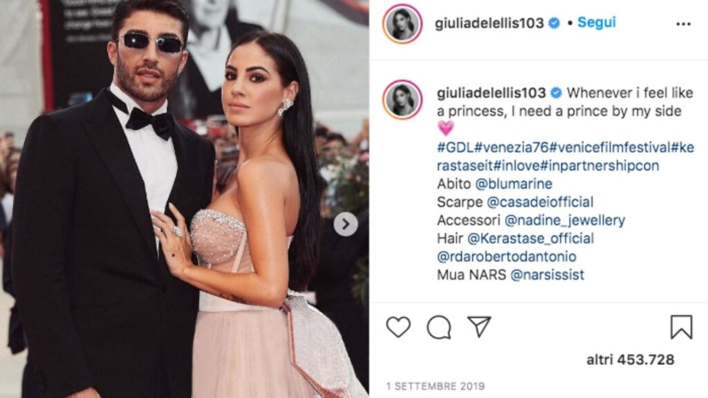 giulia de lellis e andrea iannone nel 2019 a venezia