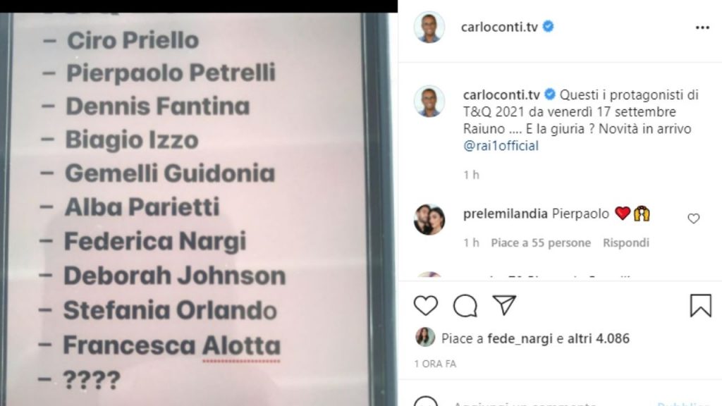 carlo conti annuncia i concorrenti di tale e quale show