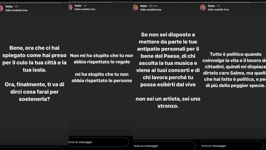 fedez contro salmo su Instagram