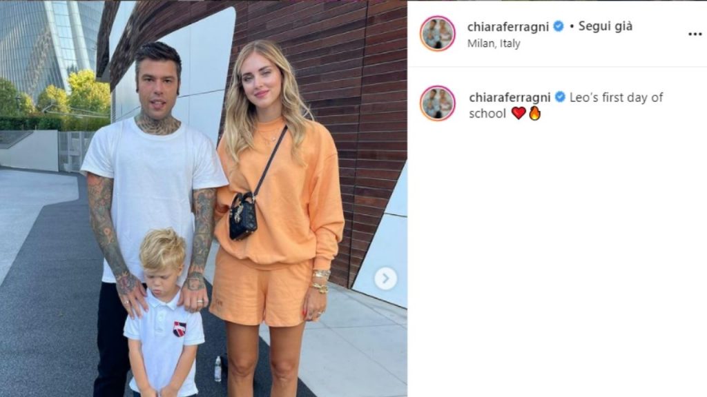 Fedez e Chiara Ferragni nel primo giorno di scuola di Leone