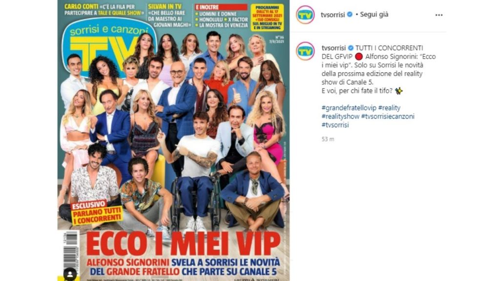 il cast del grande fratello vip spoilerato da tv sorrisi e canzoni