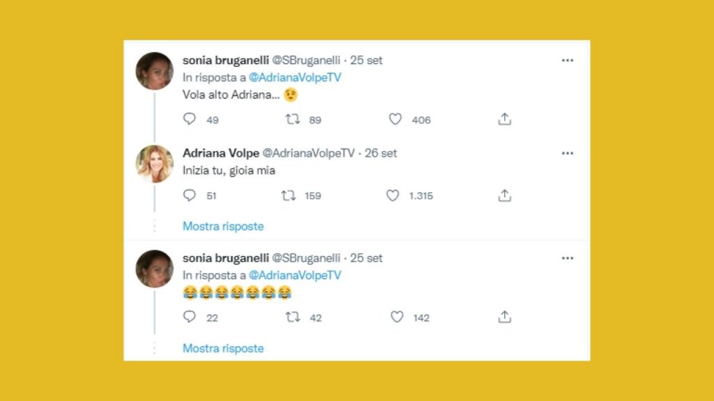 sonia bruganelli contro adriana volpe su twitter