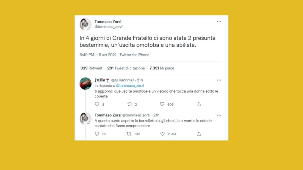 tommaso zorzi contro il gf vip