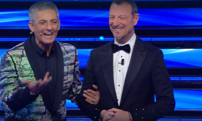 Amadeus e Fiorello durante la conduzione del Festival di Sanremo del 2022