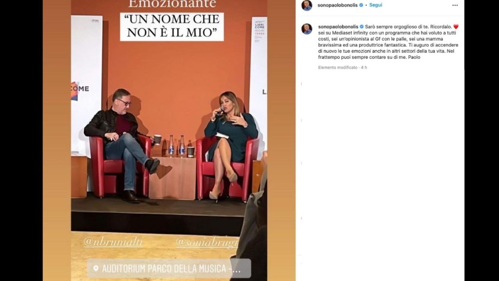 Paolo Bonolis e la dedica a Sonia Bruganelli su Instagram