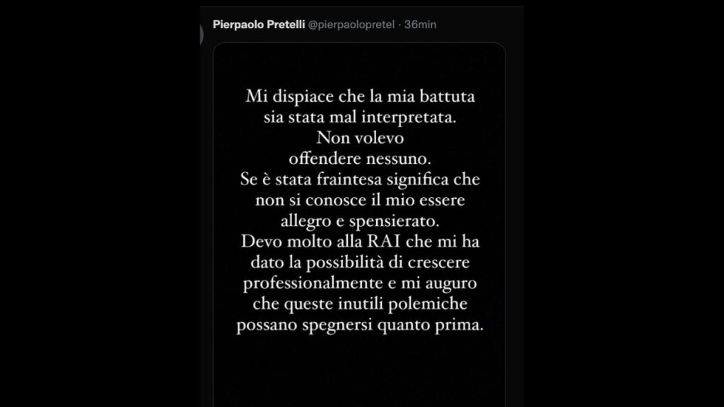 Pierpaolo Pretelli scuse Mara Venier