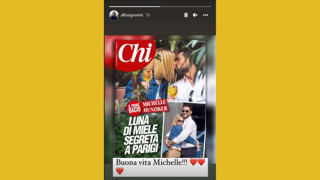 La storia Instagram pubblicata da Alfonso Signorini. 