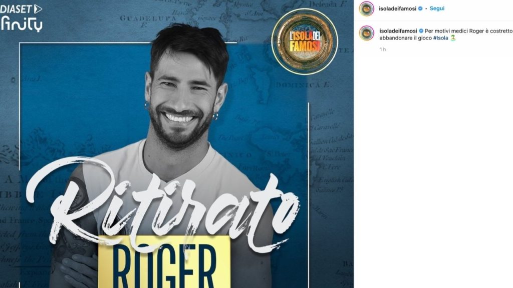 roger ritirato isola dei famosi