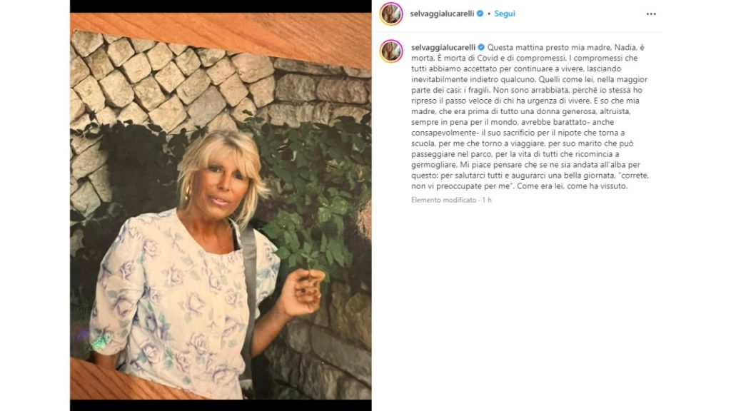 selvaggia lucarelli mamma morta